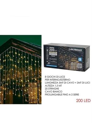 TENDA BIANCO CALDO MT 2 X H 1,5 METRI 200 LED INT/EST PROL.